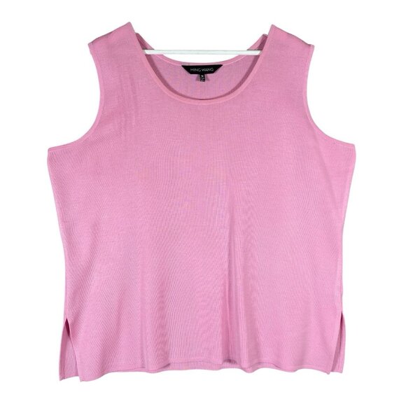 Ming Wang Tank Top Womens Plus Size 1X Pink Acryclic Knit Shell Sleeveless - Picture 1 of 13